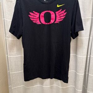 Nike Men’s Black Tee with Pink Winged "O" and Yellow Swoosh